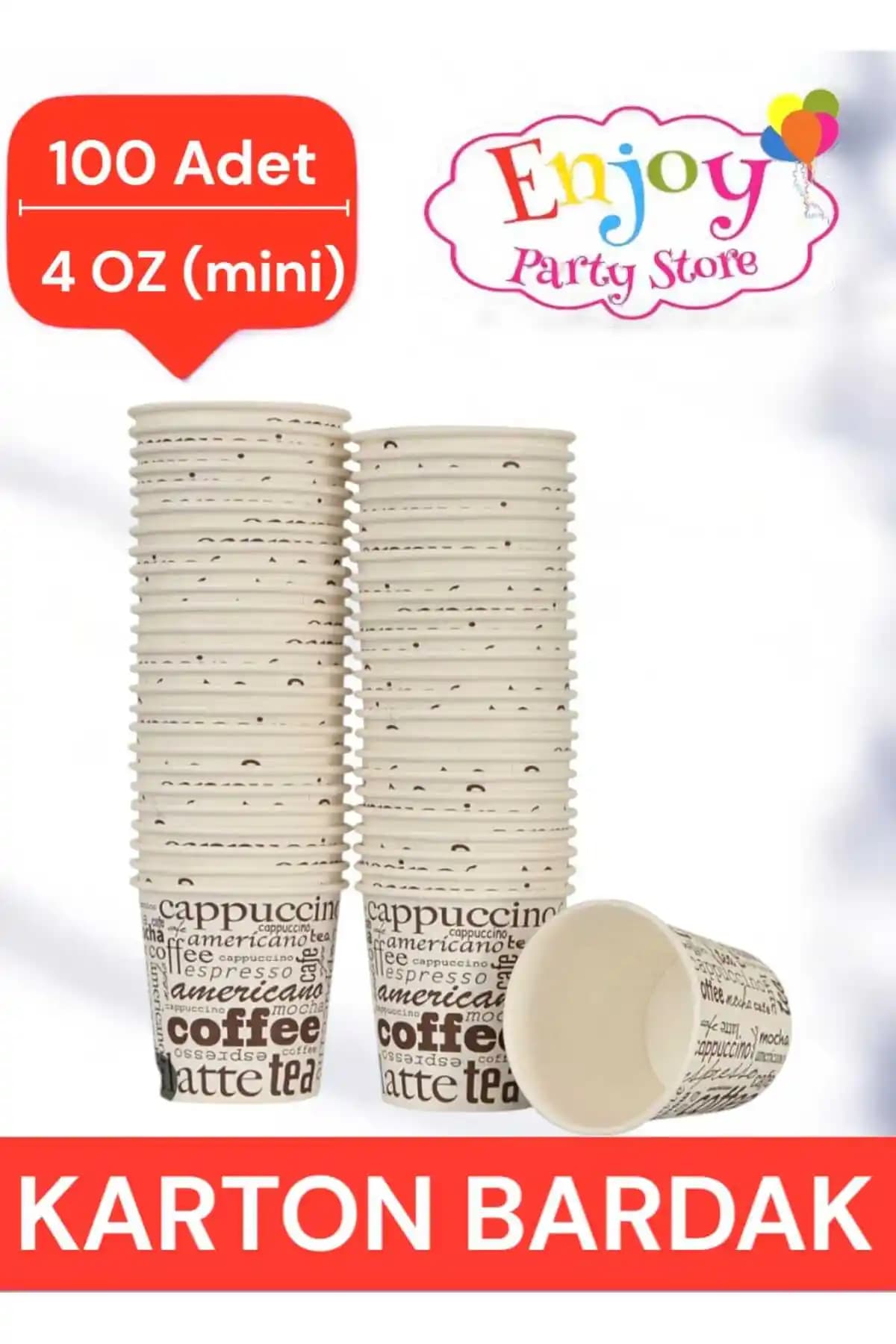 Enjoy Party Store 4 Oz Karton Bardaklar 100'lü dayanıklı ve şık parti içeceği kabı