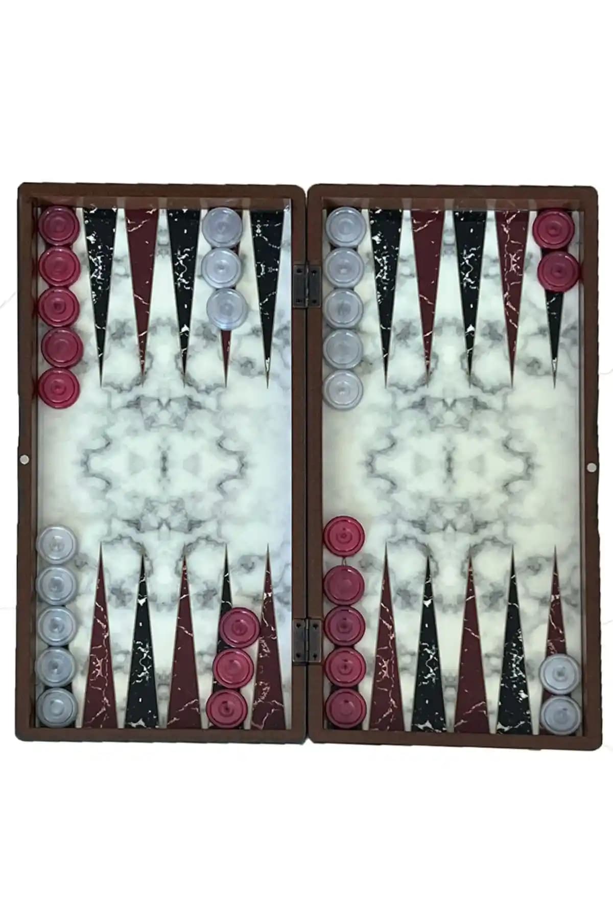 Eser Marble Beyaz Büyük Boy Tavla Takımı: Dayanıklı ve Çok Yönlü Masa Oyun Seti