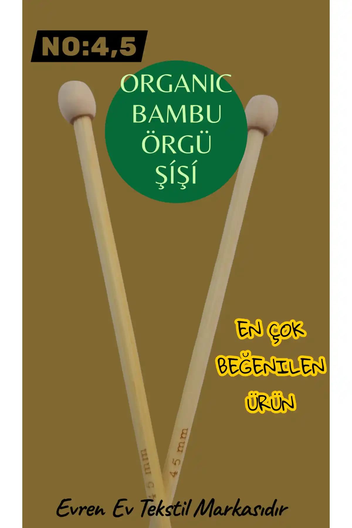 Evren Bambu Örgü Şiş 4,5 Numara Doğa Dostu ve Ergonomik Tasarım ile Örgü Keyfini Artırır