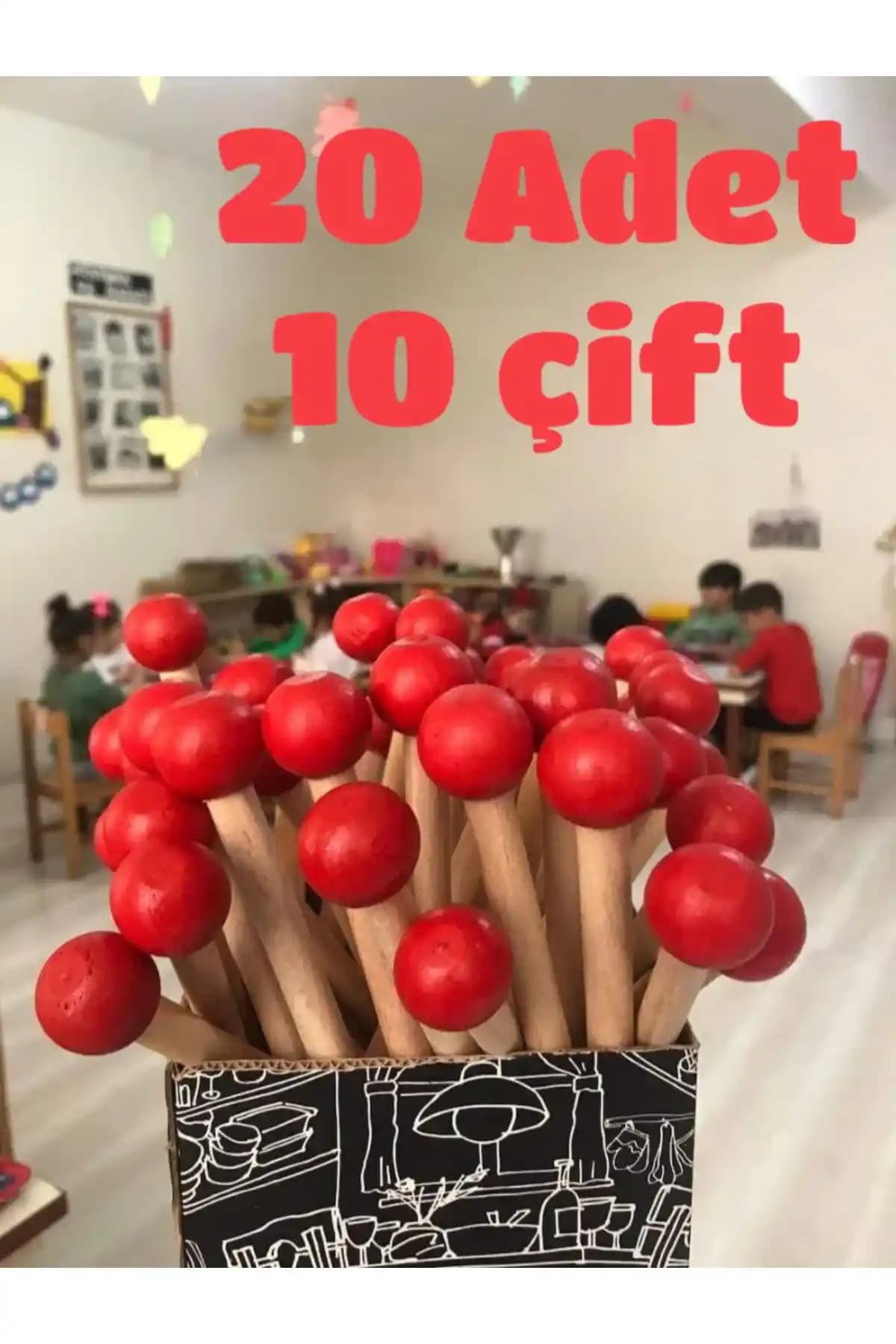 Flea Market Ahşap Baget ve Ritim Çubuğu Seti Çocuklar İçin Doğal ve Dayanıklı Müzikal Eğitim Aracı