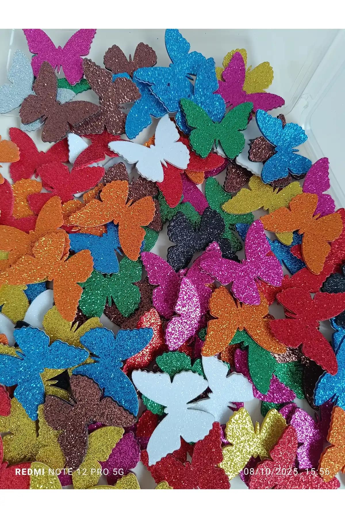 Forester Toys Eva Sünger Kelebekler 5x5 cm Simli ve Yapışkanlı Dekoratif Malzeme