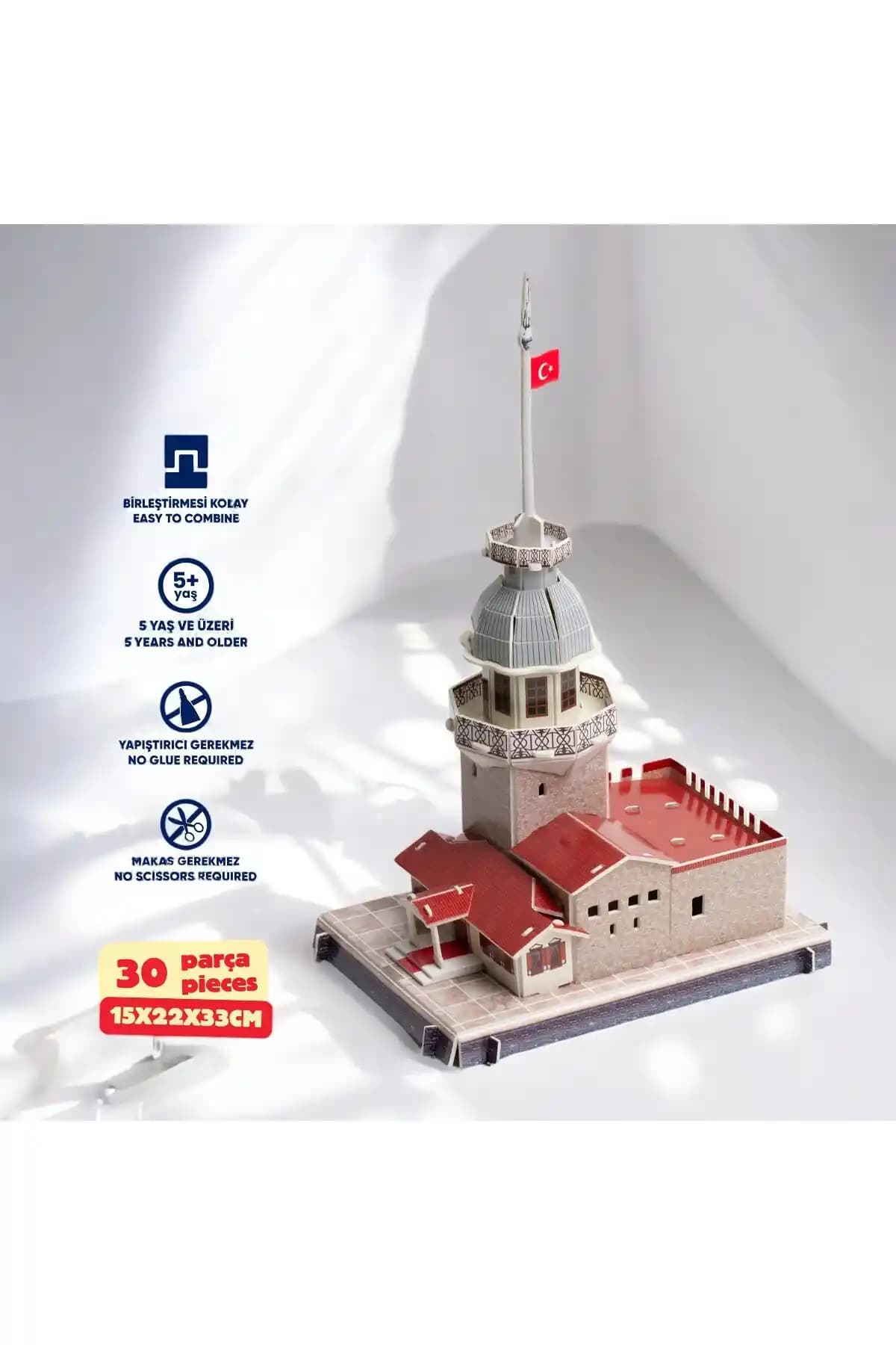 Genel Markalar Kız Kulesi 3D Puzzle Türkiye Üretimi Eğitici ve Dekoratif Yapboz Seti