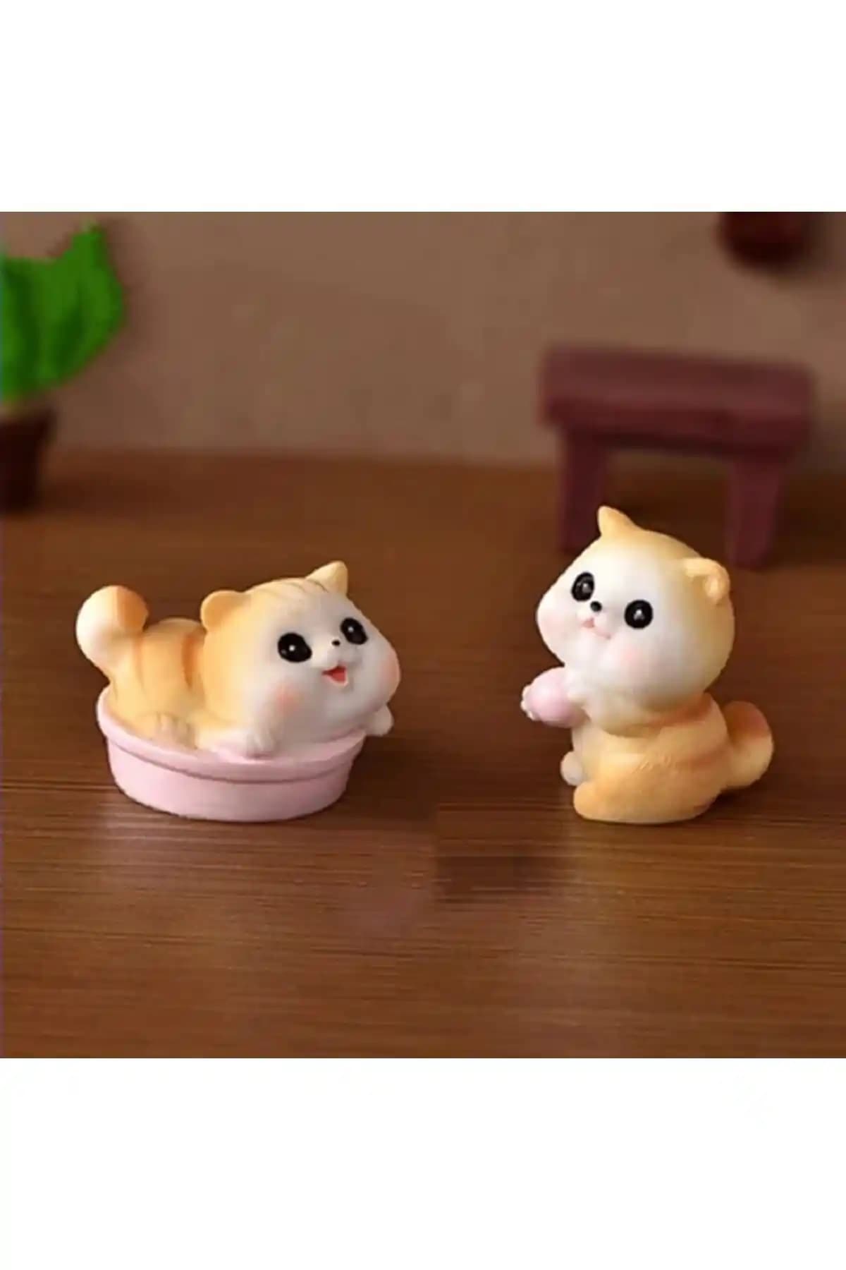 Himi Pasta Süsleri 2'li Kedi Figürlü Kürdanlı Cupcake ve Doğum Günü Süsleri