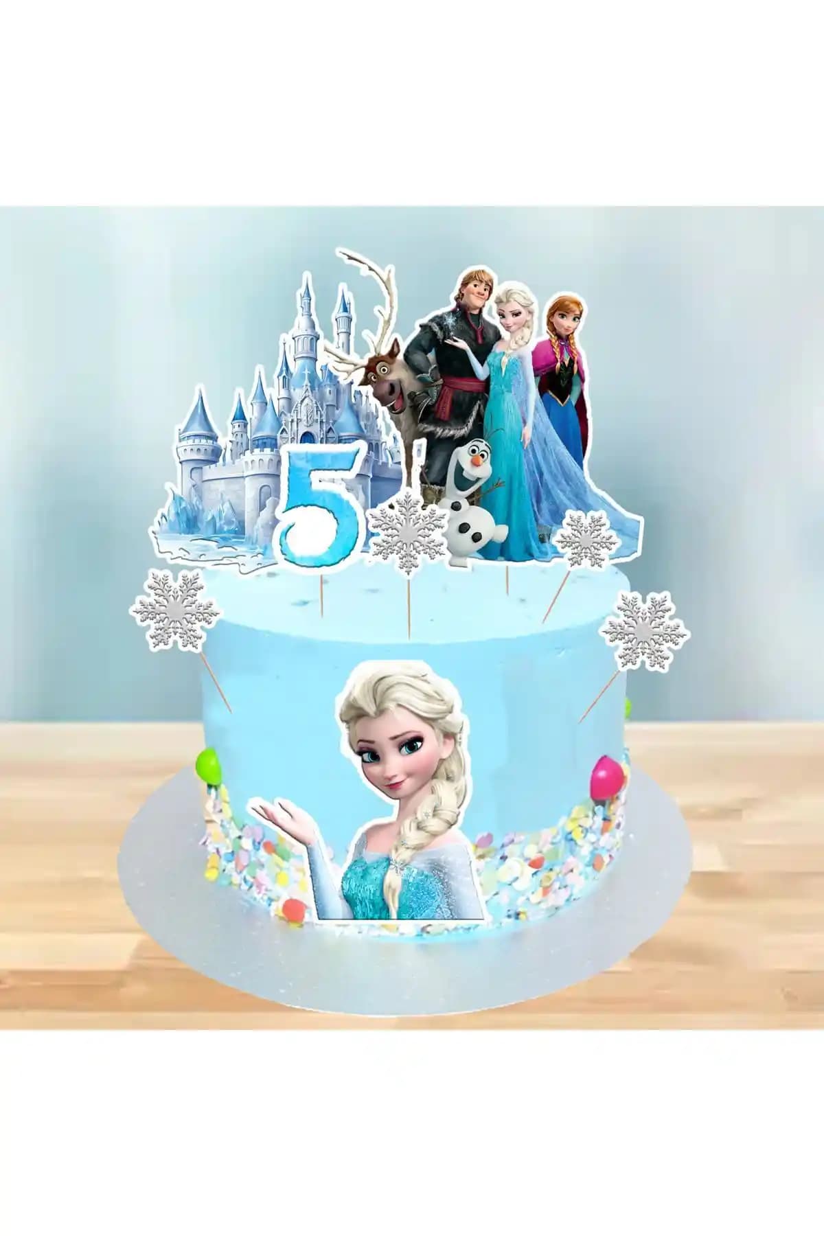 Karlar Ülkesi Frozen Elsa Pasta Kürdan Süsü Seti Çocuk Partileri İçin Renkli ve Dayanıklı