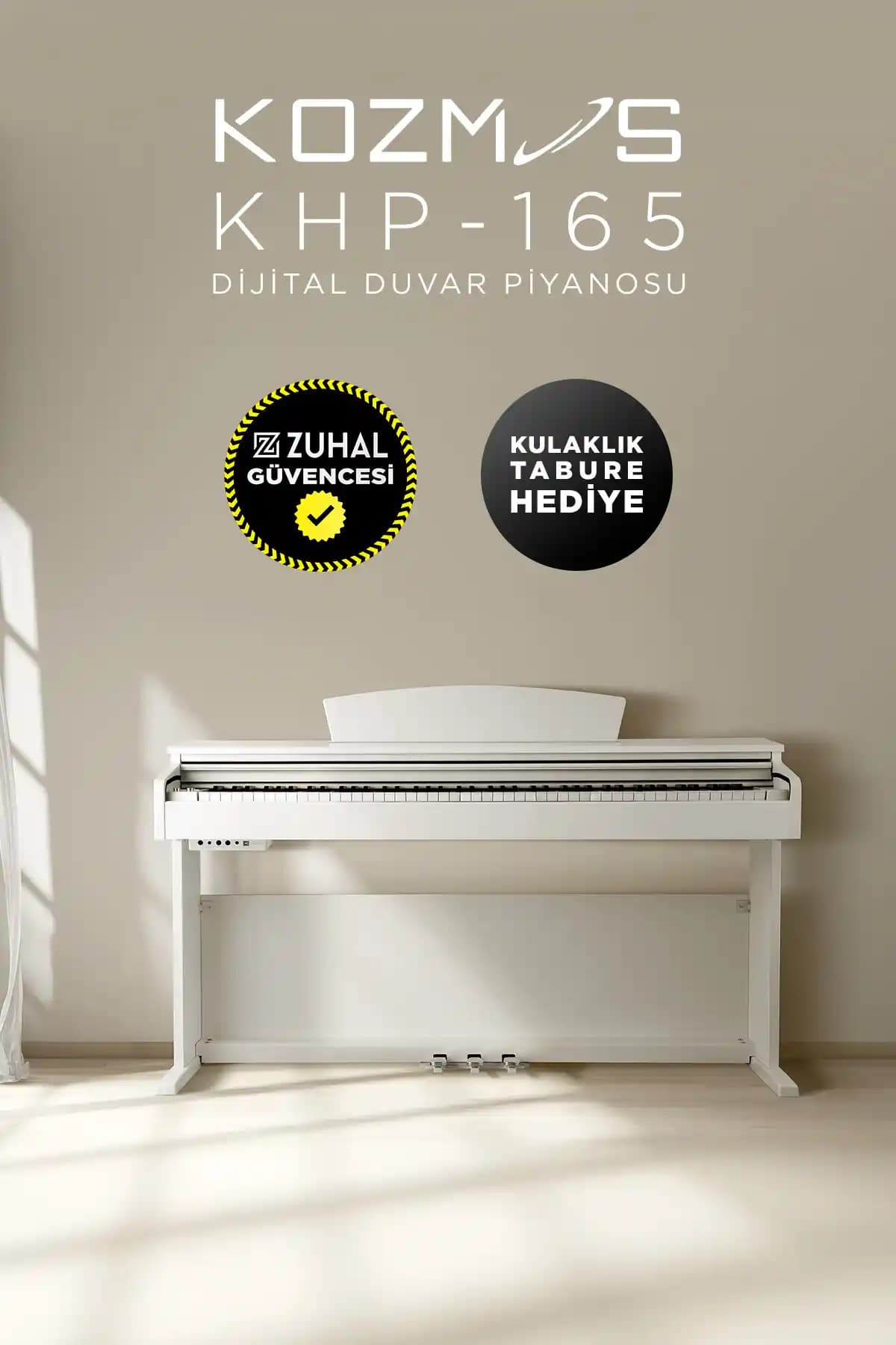 KOZMOS KHP-165WH Beyaz Dijital Piyano: Yüksek Kaliteli Ses ve Şık Tasarım