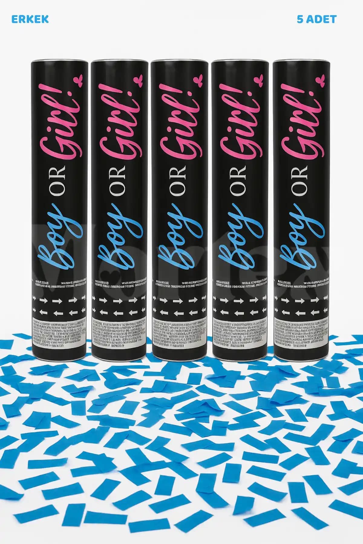 Mortex 5'li Erkek Bebek Baby Shower Konfeti Seti Renkli ve Kolay Kullanımlı Dekorasyon Ürünü