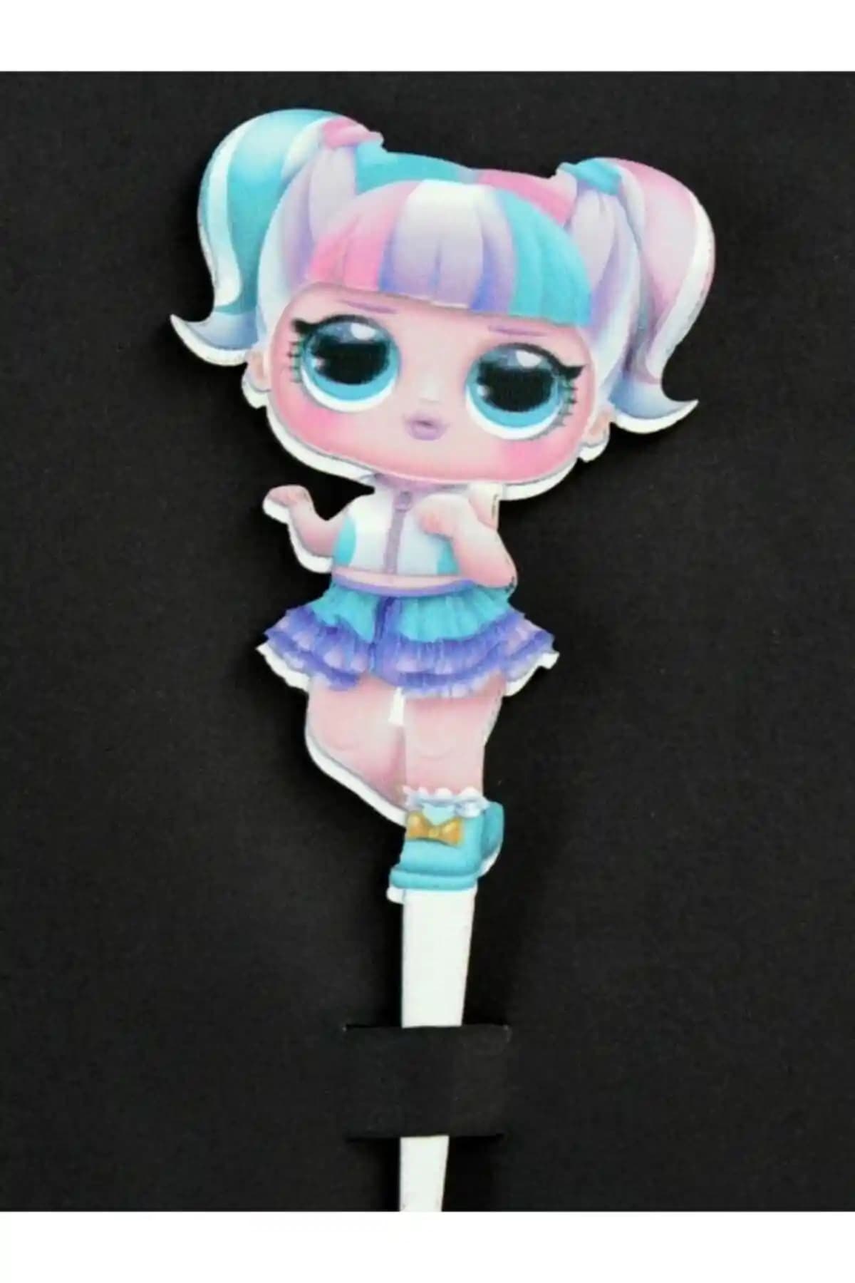 Parti Sürprizi Lol Bebek Pasta Kürdan Süsleri Renkli ve Sevimli Doğal Dekorasyon Malzemeleri