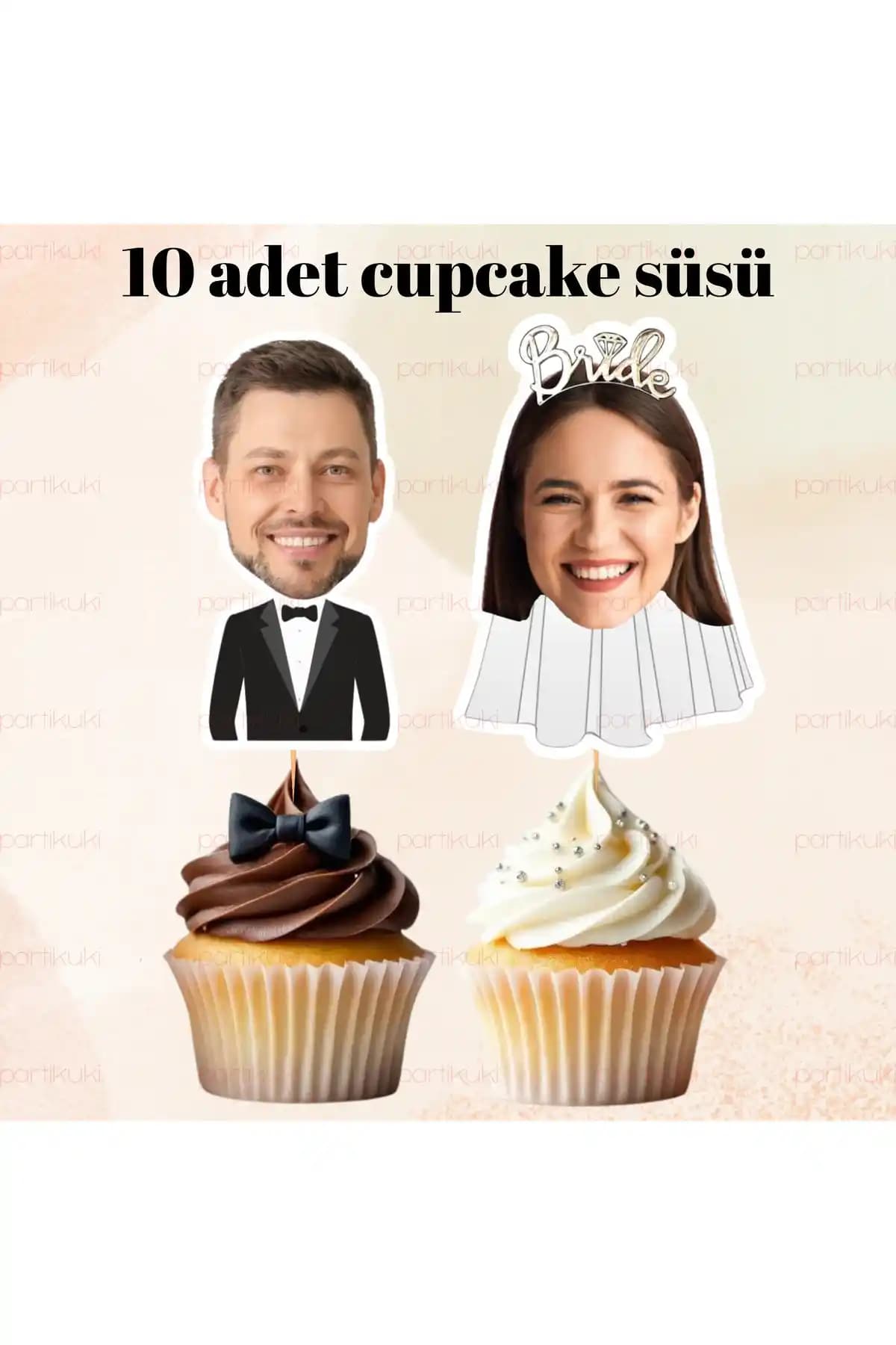 Partikuki 10 Adet Bekarlığa Veda Partisi Kişiye Özel Fotoğraflı Pasta Süsü