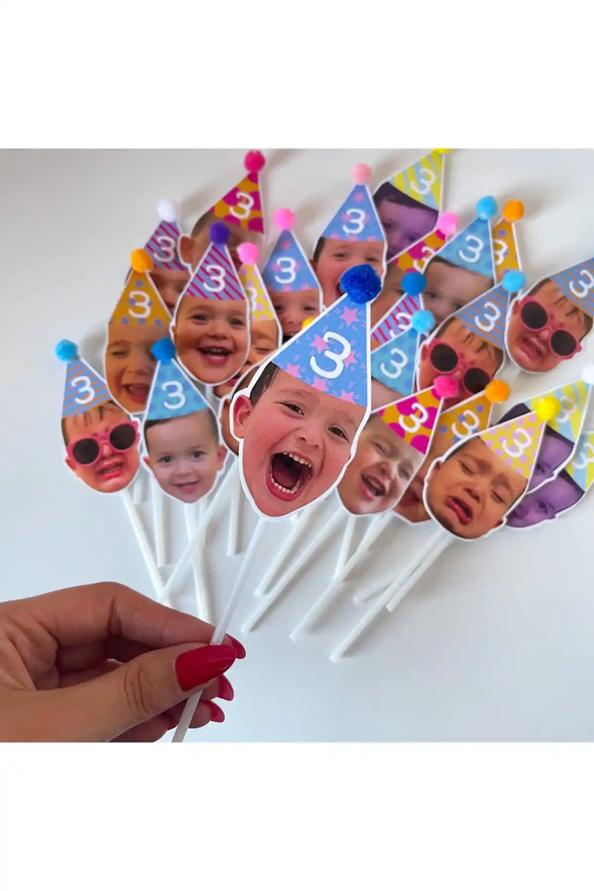 Partimugi Doğum Günü Cupcake Süsleri Bebek Fotoğraflı Kişiselleştirilebilir Dekorasyon