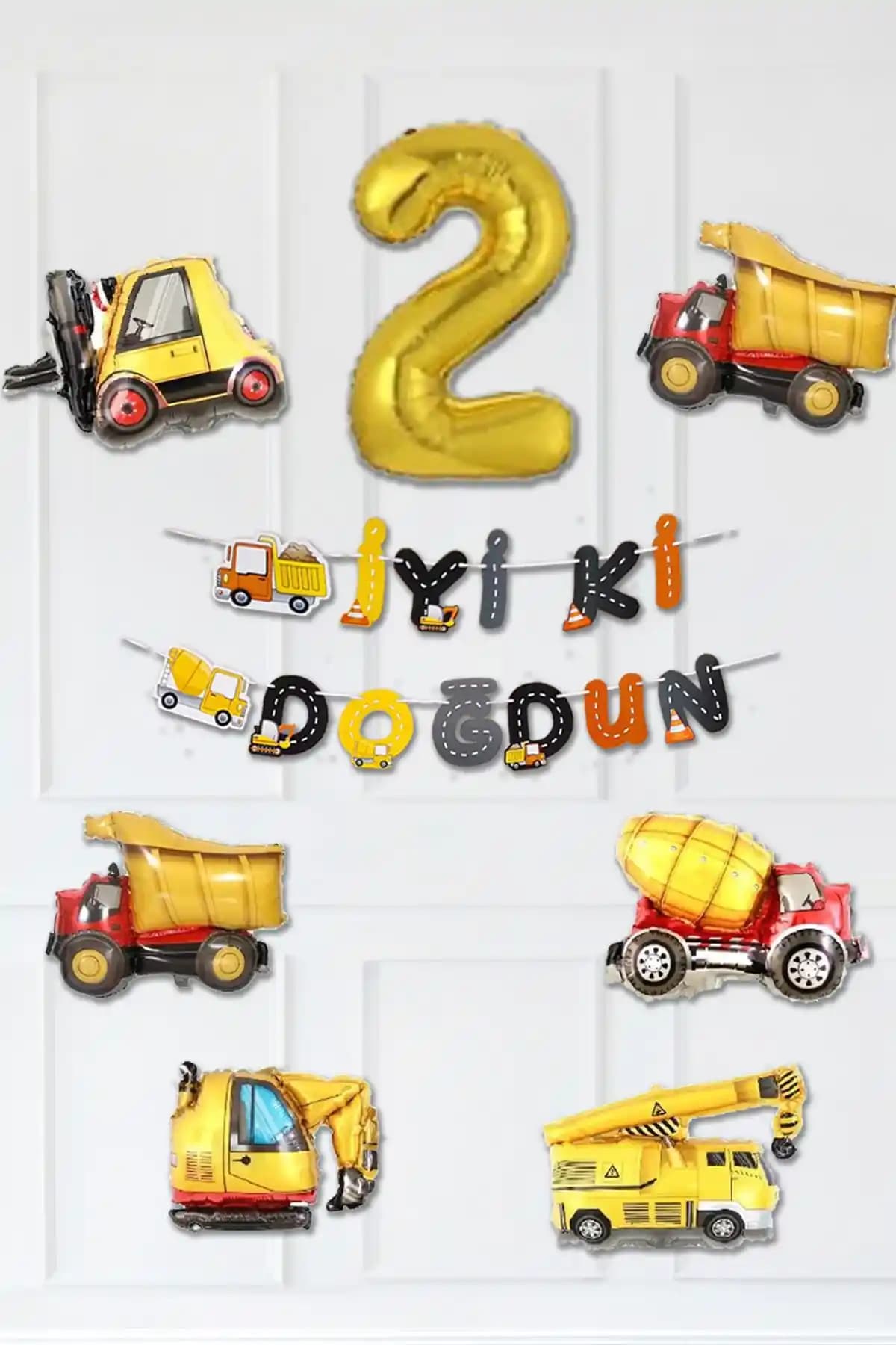 PEKSHOP İnşaat Temalı Doğum Günü Parti Seti Çocuklar İçin Renkli ve Eğlenceli Dekorasyon Çözümü