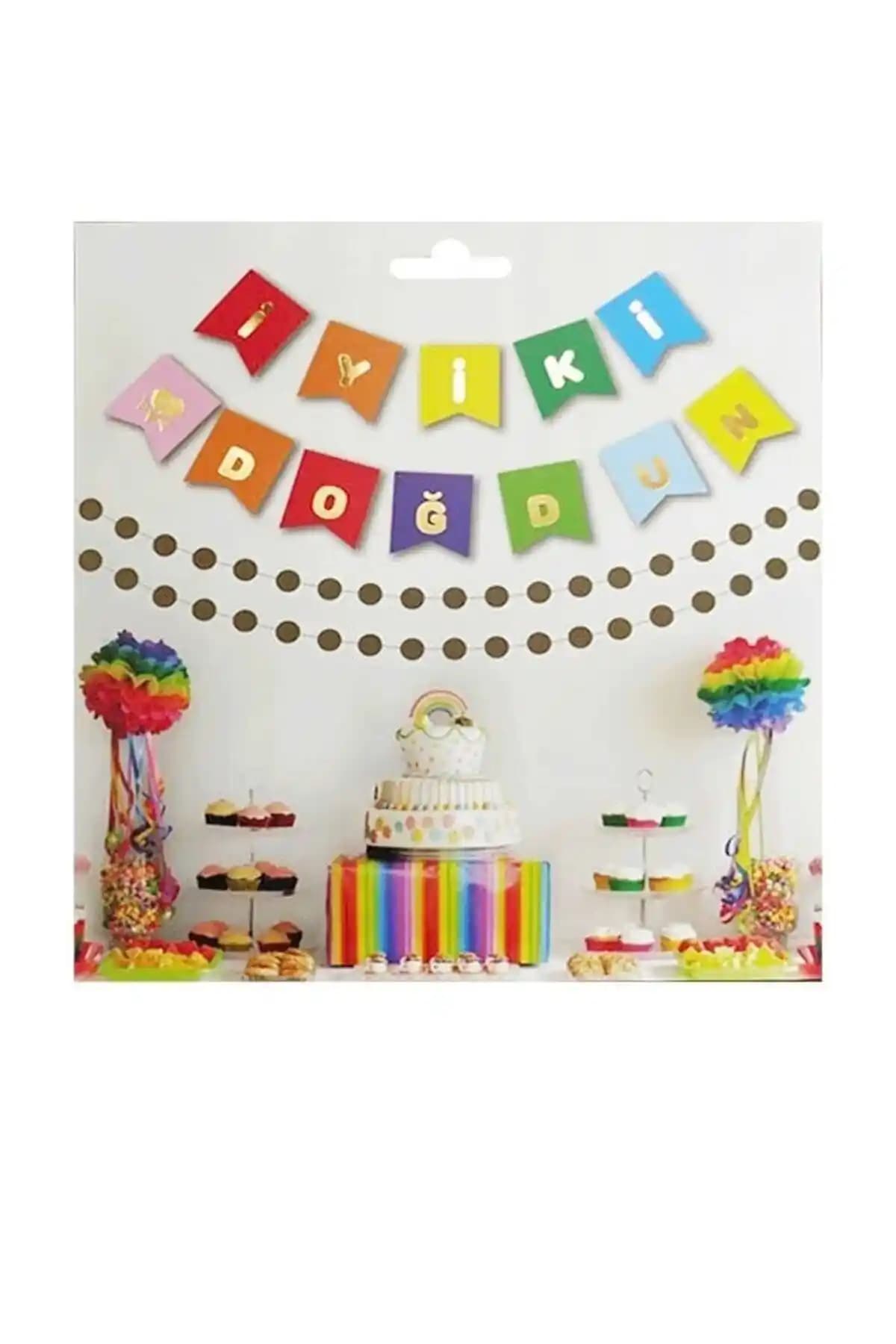 Renkli Parti Dolabı Doğum Günü Süsü Gökkuşağı Teması ile Kutlamalara Renk Katın