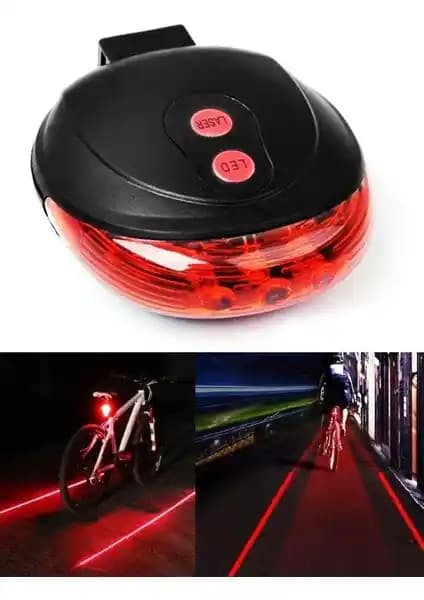 Bisiklet Güvenliğini Artıran Çok Fonksiyonlu LED ve Lazer Işıklı Arka Stop Lambası