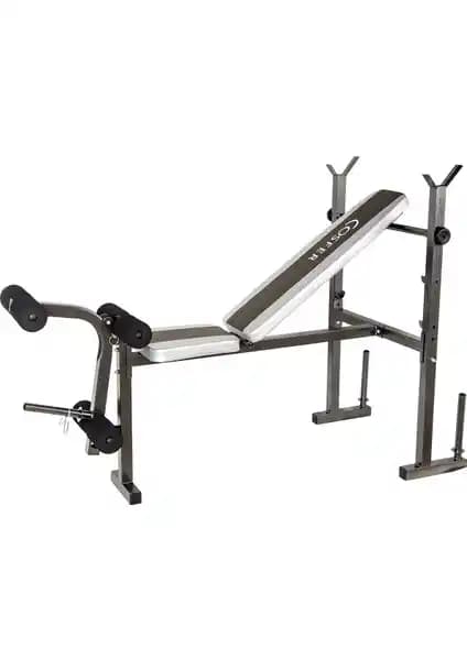 Cosfer Çok Fonksiyonlu Deluxe Ağırlık Sehpası 120 kg taşıma kapasitesiyle dayanıklı ve çok yönlü fitness ekipmanı