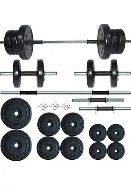 Fitset 55 kg Kombo Halter ve Dambıl Seti: Dayanıklı ve Çok Amaçlı Fitness Ekipmanı