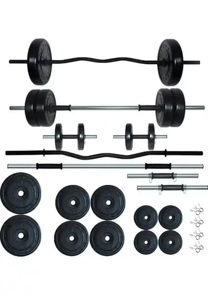 Fitset 58 kg Z Bar Halter ve Dambıl Seti Güç ve Dayanıklılık İçin Uygun Spor Ekipmanı