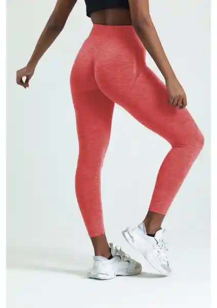 Gymhams Kırmızı Kalçayı Büzgülü Şekillendirici Push Up Tayt Detaylarıyla