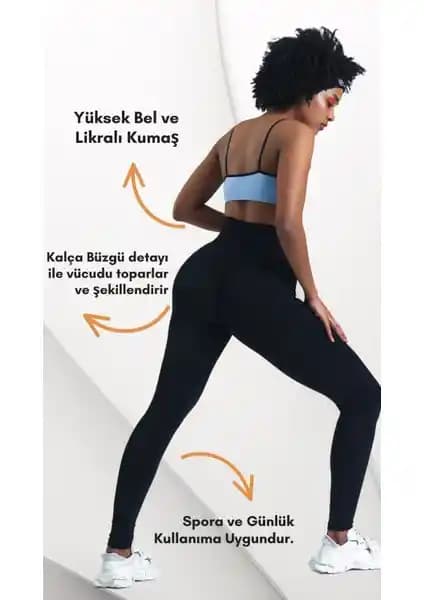 Gymhams Siyah Yüksek Bel Kalça Şekillendirici Büzgülü Tayt Ürün Tanıtımı ve Özellikleri