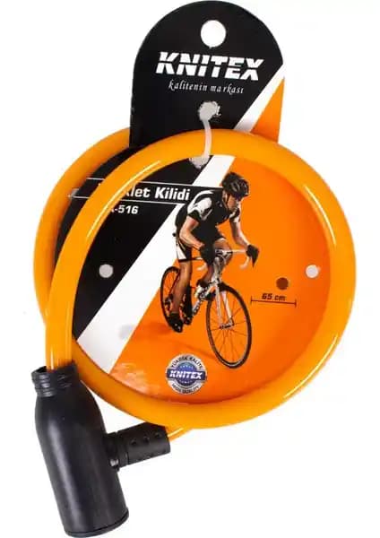 Knitex KTX516 İnce Bisiklet Kilidi 65cm Güçlendirilmiş Çelik ve PVC Kaplama ile Güvenli Koruma