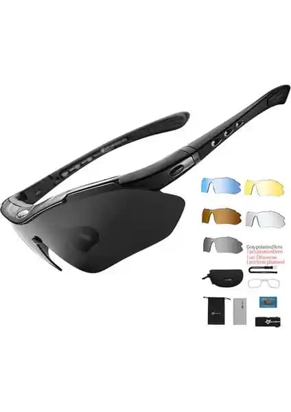 Schulzz Rockbros Polarize UV Korumalı Siyah 5 Lensli Spor ve Bisiklet Gözlüğü Özellikleri