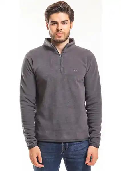 Slazenger SANNE Erkek Polar Koyu Gri: Kış İçin Sıcak ve Şık Tasarım