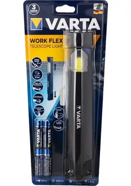 Varta 18646 Work Flex Teleskop Ayarlanabilir El Feneri Güçlü ve Dayanıklı Tasarımıyla Profesyonel Kullanım İçin