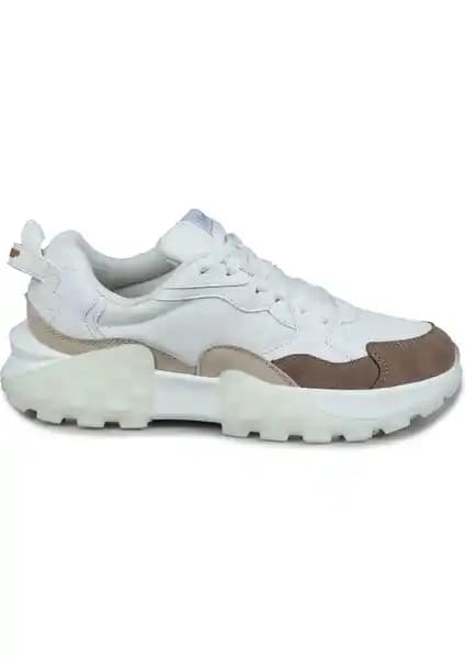 Kadın Günlük Şık ve Konforlu Beyaz Bej Sneaker | Modern Tasarım ve Çok Yönlü Kullanım