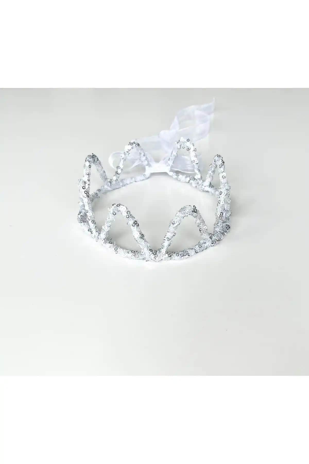 COOLMINIES Gümüş Renkli Yuvarlak Payet Prenses Taç Çocuklar İçin Şık ve Ayarlanabilir Tasarım