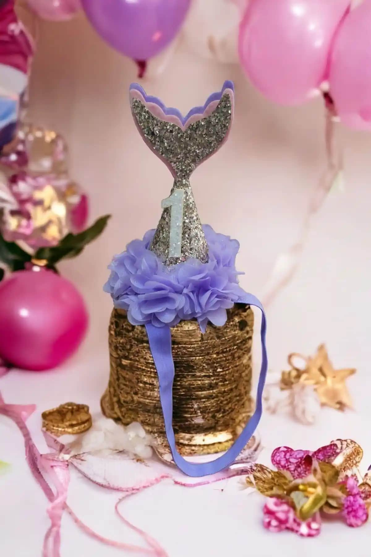 Damlakids 1 Yaş Doğum Günü İçin Denizkızı Temalı Taç ve Kuyruk Seti