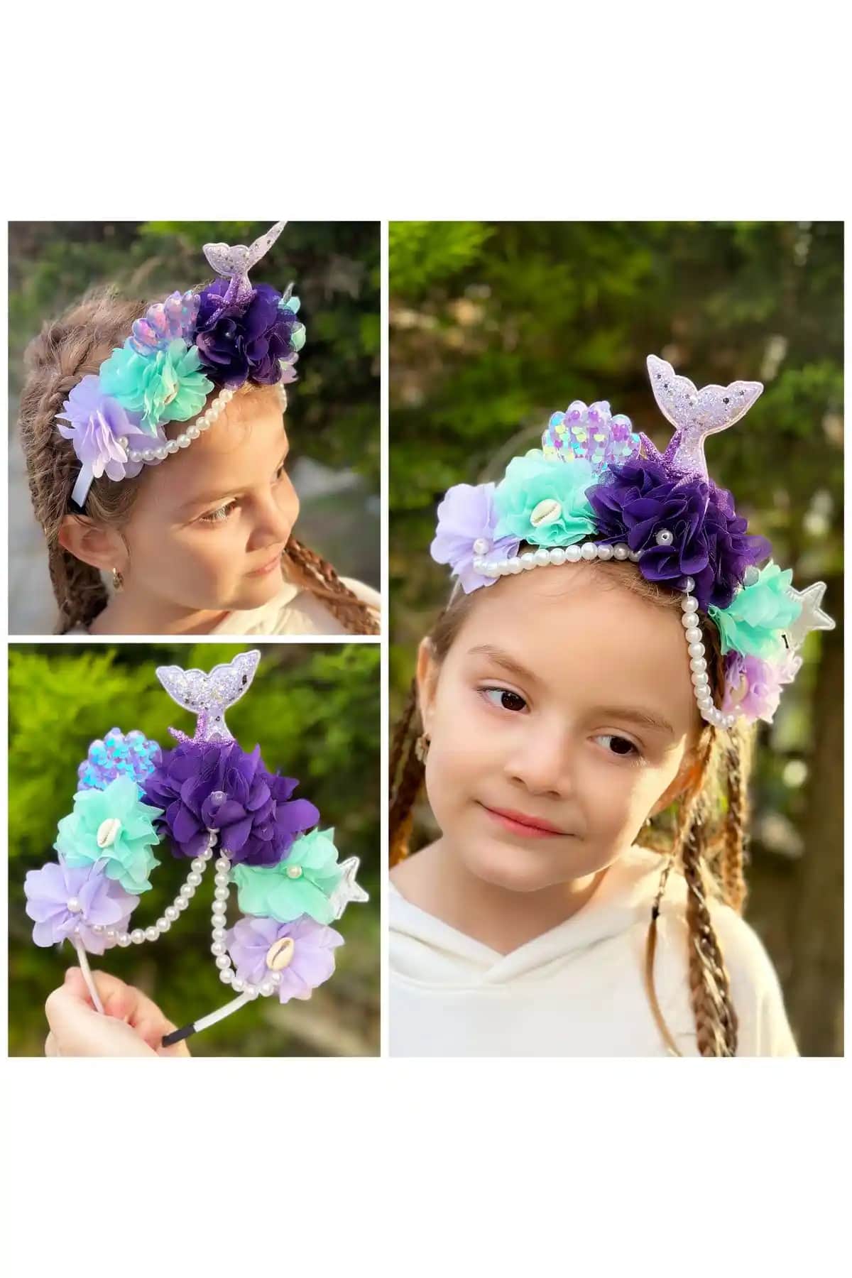 Deniz Kızı Temalı Lüks Taç: Şık ve Zarif Doğum Günü ve Kutlama Aksesuarı