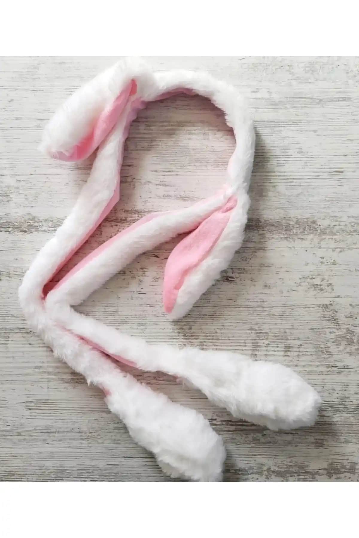 Hareketli Işıklı Peluş Tavşan Kulaklı Taç Çocuk ve Yetişkinler İçin Eğlenceli Aksesuar