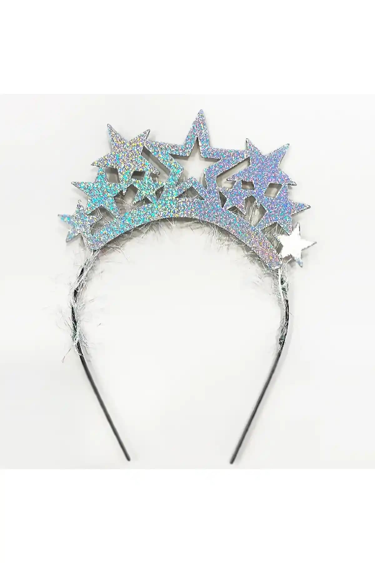 Kidspartim Yıldız Gümüş Metal Taç: Çocuk Partileri ve Doğum Günü İçin Şık Aksesuar