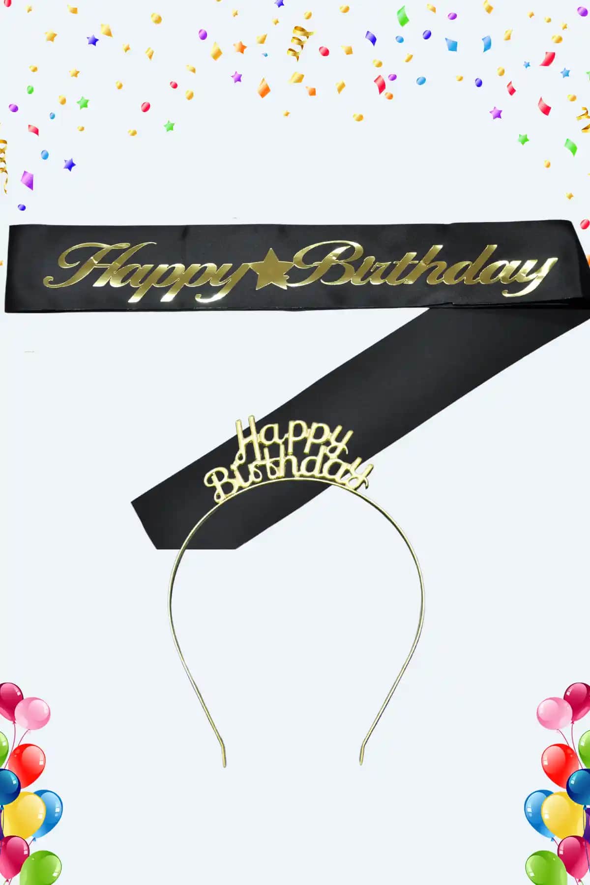 Larenya Happy Birthday Metal Taç ve Kuşak Seti: Şık ve Kullanışlı Doğum Günü Aksesuarları