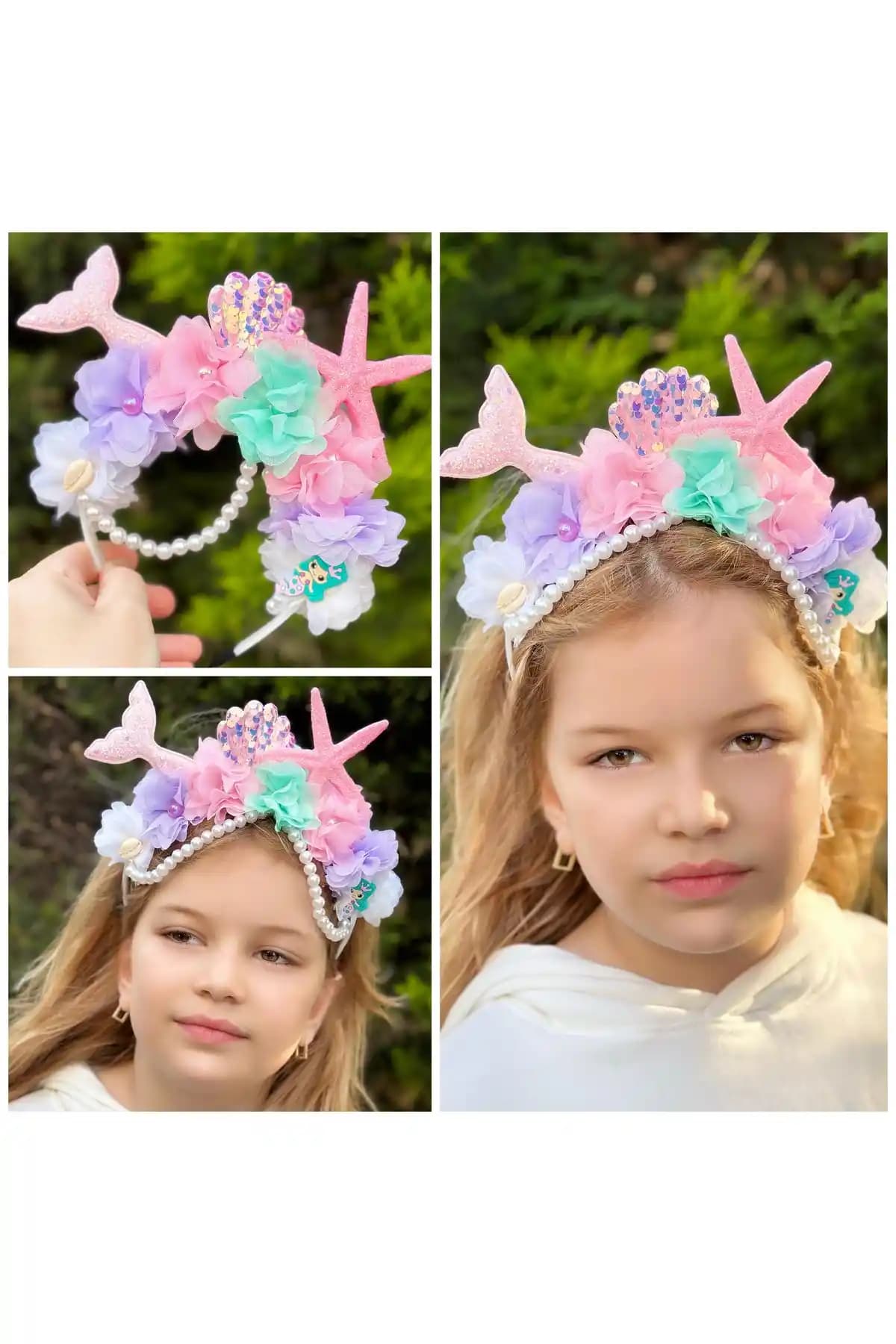 Lüks Deniz Kızı Temalı Parti Tacı - Doğum Günü ve Kutlama İçin Şık Aksesuar