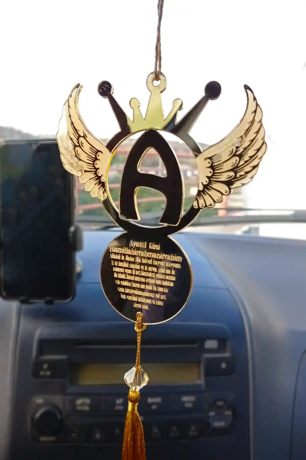 Mony Tasarım Melek Kanatlı Harfli Çift Taraflı Araba Dikiz Aynası Süsü Pleksi