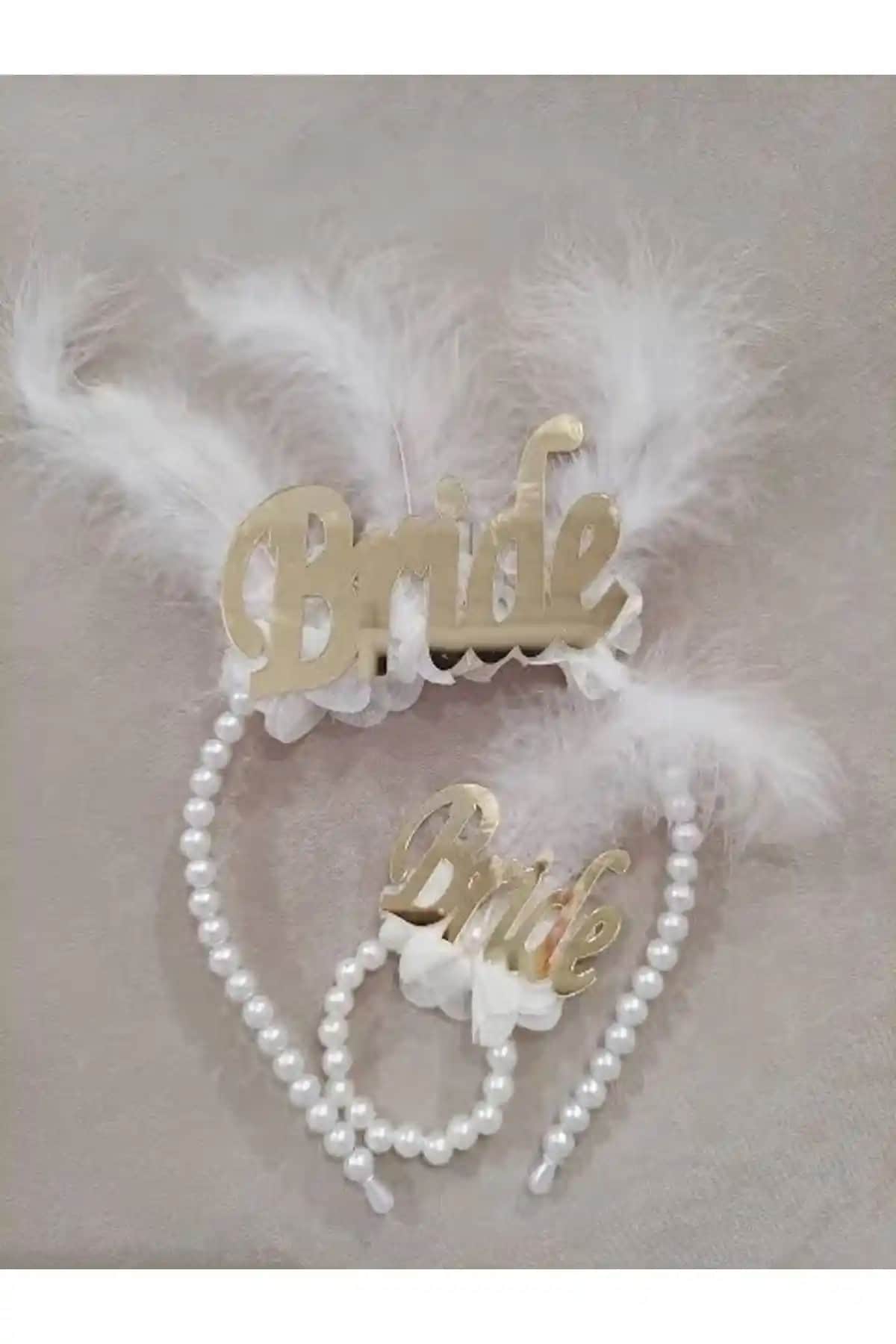 Parti Bride To Be İnci Taç Tüylü Set: Zarif ve Çok Amaçlı Düğün ve Parti Aksesuarı