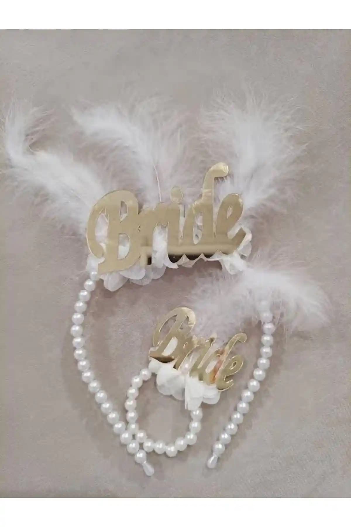 Parti Bride To Be İnci Taç Tüylü Set: Zarif ve Çok Amaçlı Düğün ve Parti Aksesuarı