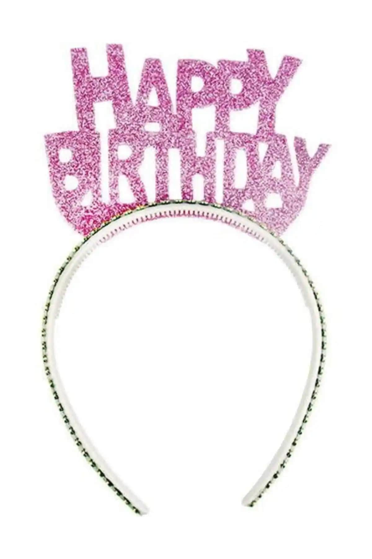 Parti Furyası Simli Pembe Eva Happy Birthday Taç ile Kutlamalarınıza Şıklık Katın