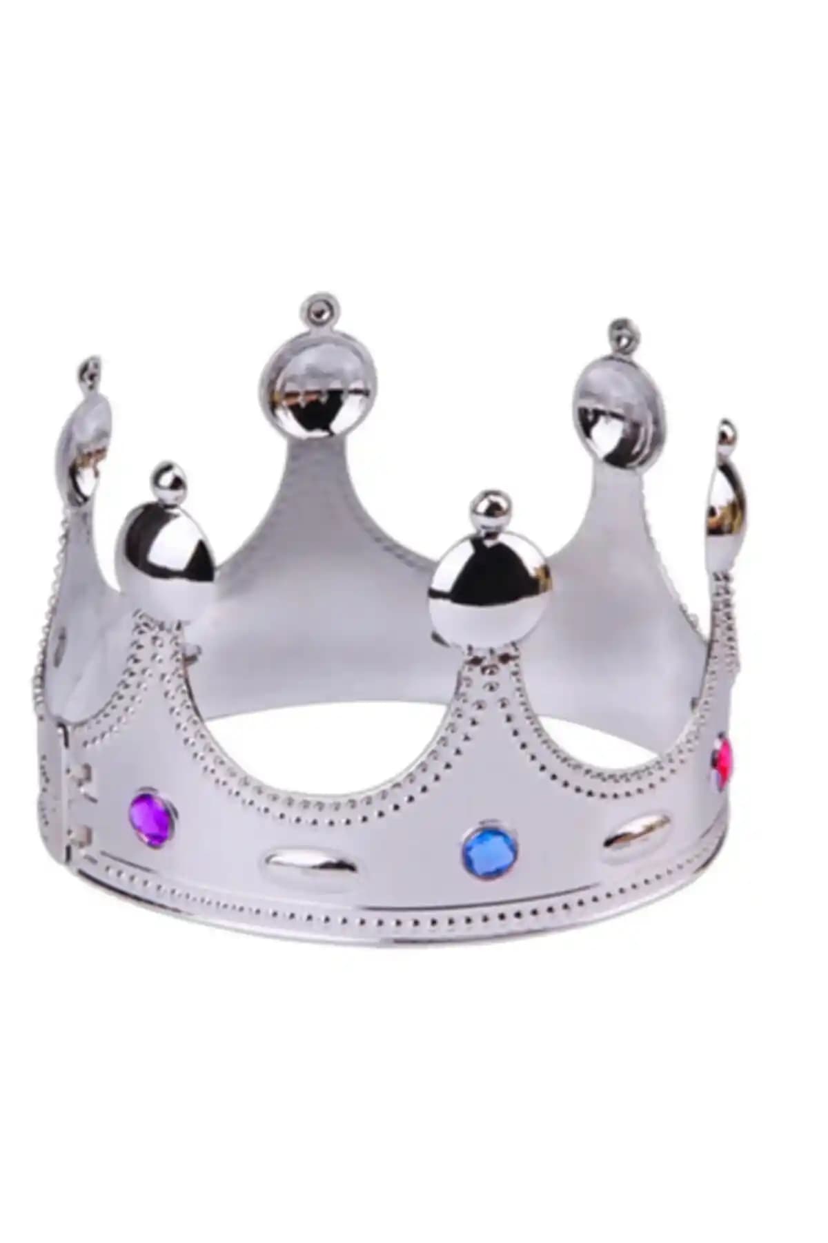 Partimarka Gü<müş> Kral Tacı Aksesuarı: Çocuklar ve Yetişkinler İçin Eğlenceli Parti Malzemeleri