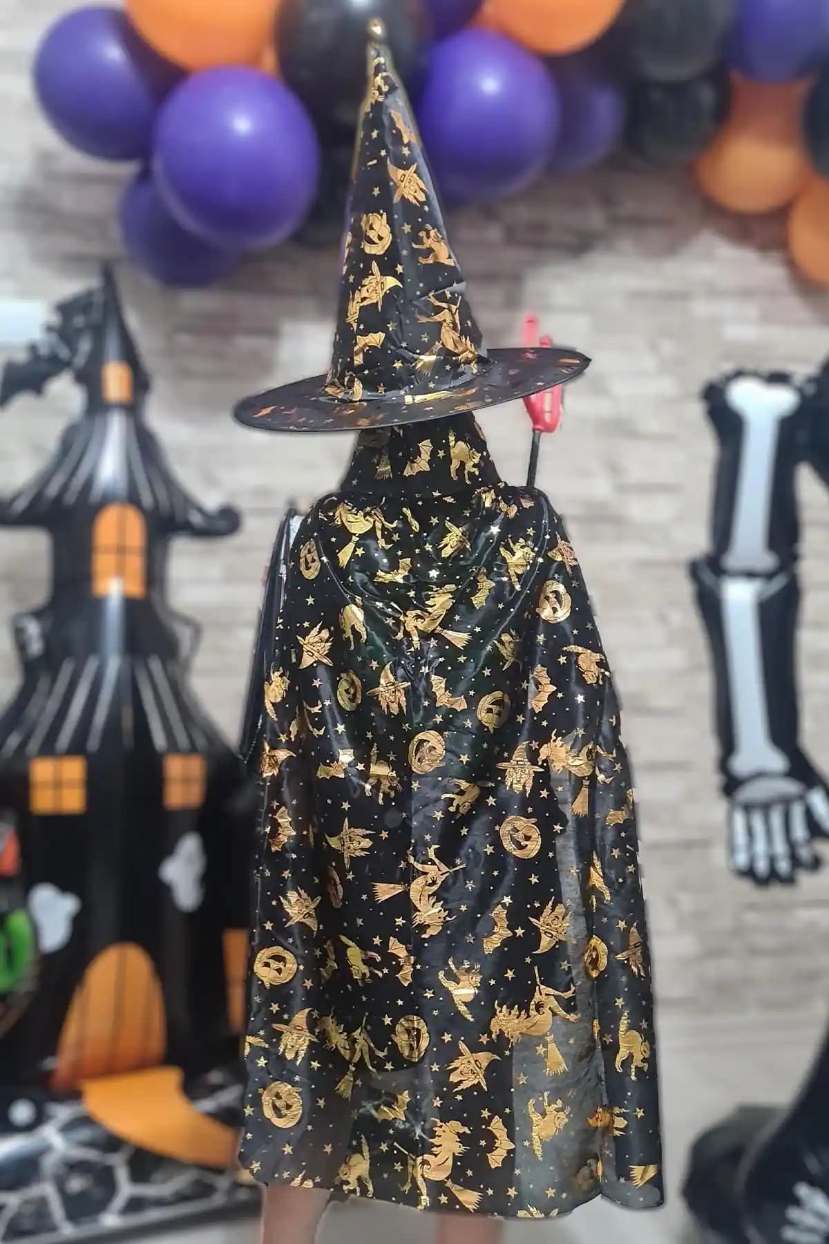 PEKSHOP Kadınlar Bayramı Pelerin Şapka Takımı: Şık ve Lüks Halloween Kostüm Seti