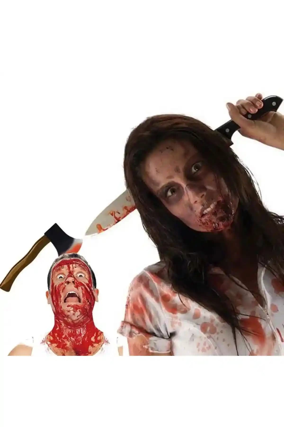 Queen Aksesuar Korkutucu Halloween Kafa Tacı ve Kanlı Bıçak Seti Detaylı Tanıtım