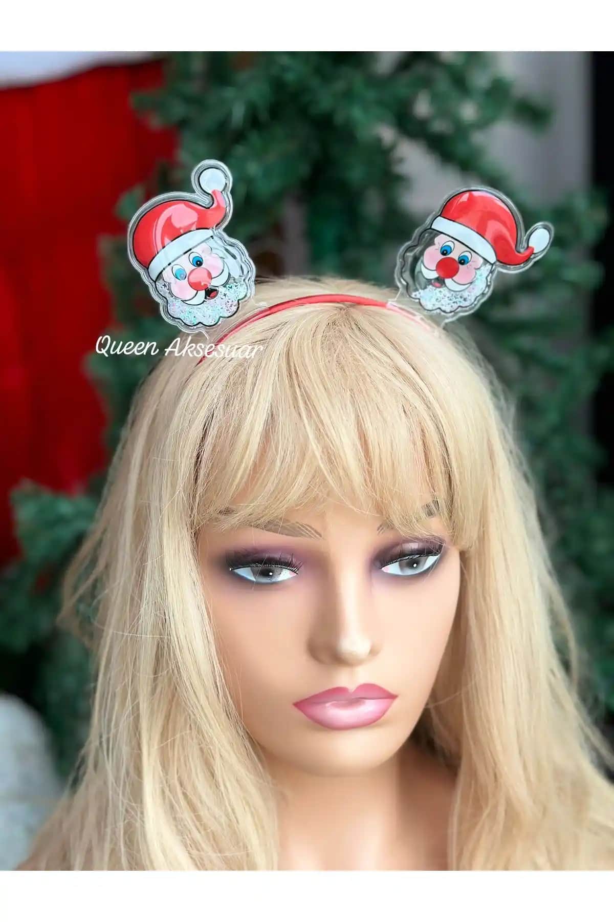 Yılbaşı Temalı Şeffaf Pullu Kırmızı Saten Taç – Çok Yönlü ve Eğlenceli Aksesuar