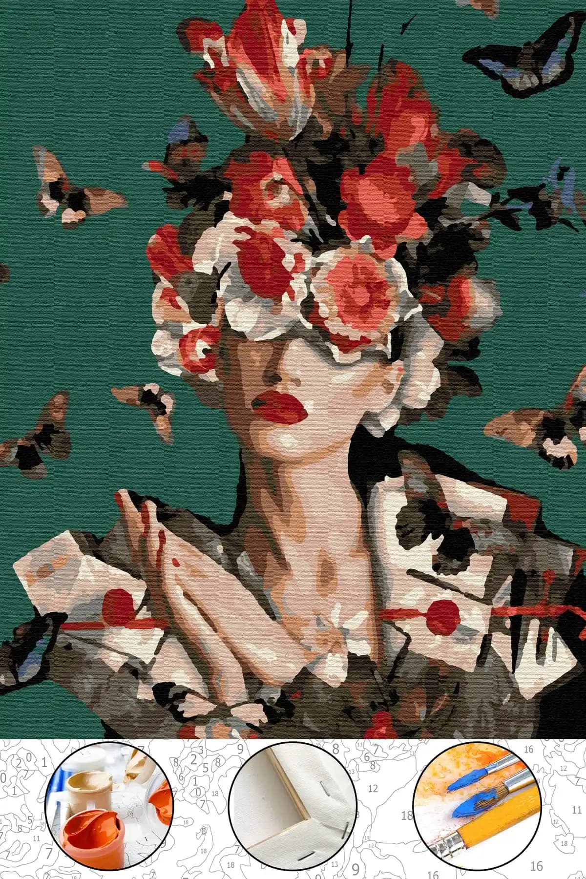 Abbara Sayılarla Boyama Kasnaklı Tablo Seti 40x50 cm Akrilik Boya ve Fırça Dahil