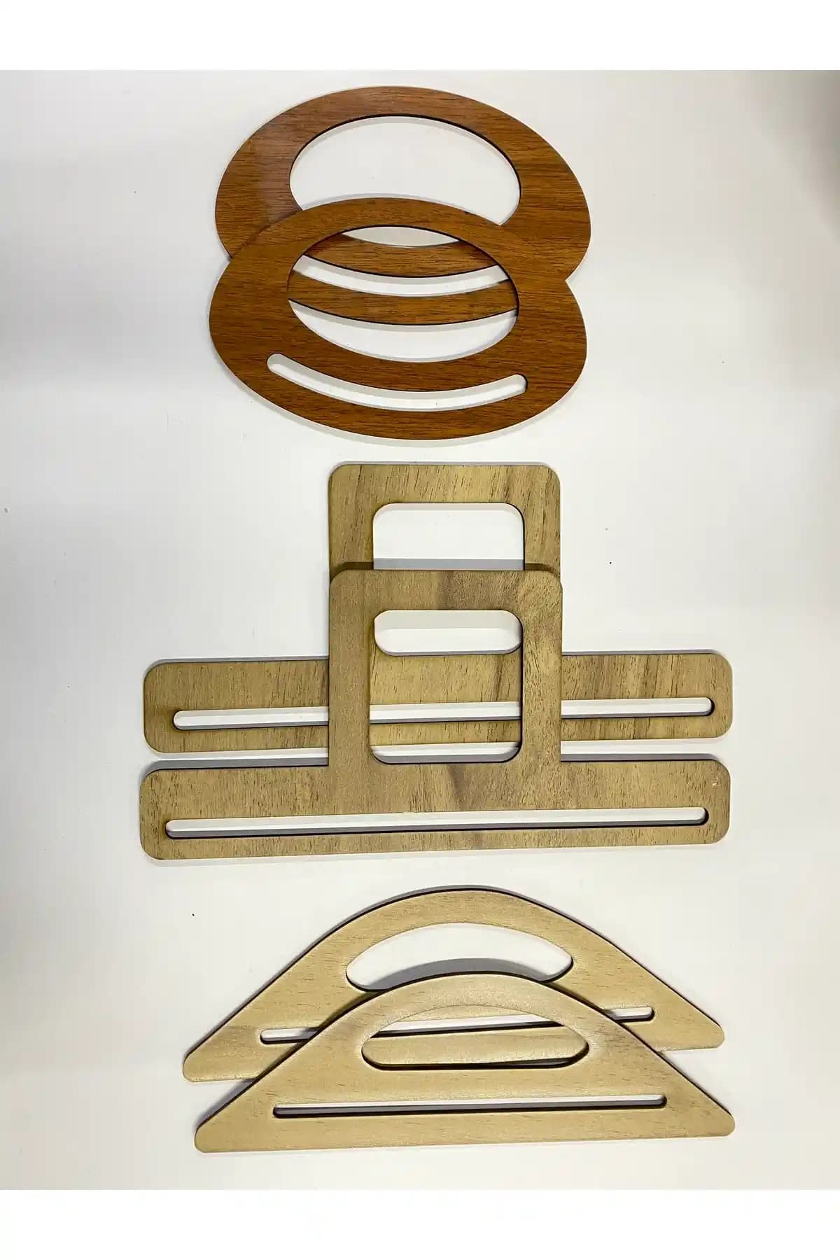 Aladepo Ahşap Çanta Sapı MDF Kulp (3 Çift) - Dayanıklı ve Estetik Tasarım