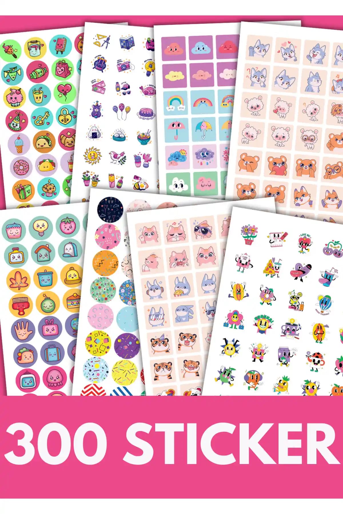 Arsem 300 Adet Sevimli Eğlenceli Kawaii Sticker Etiket Seti ile Planlama ve Kişiselleştirme