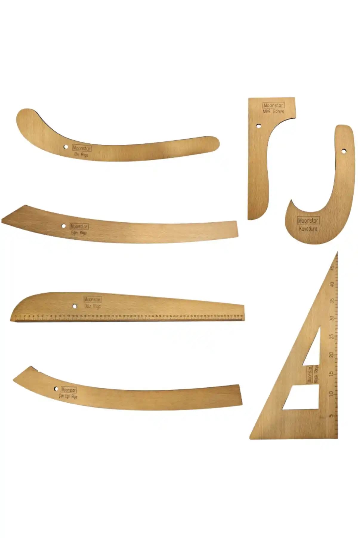 Artus Tedarik Ahşap Riga Cetvel Takımı 7 Parça Modelist ve Terziler İçin İdeal