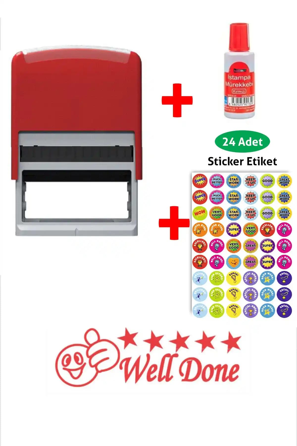 Baskı Life Well Done Öğretmen Kaşesi: Otomatik Kırmızı Mürekkepli Değerlendirme Aracı