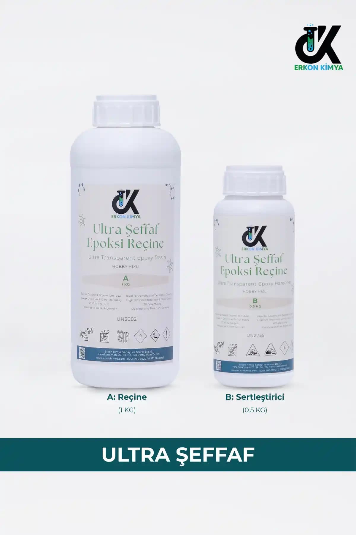 Erkon Kimya Ultra Şeffaf Hızlı Hobby Epoxy 1,5kg İnce Döküm ve Kaplama Reçinesi