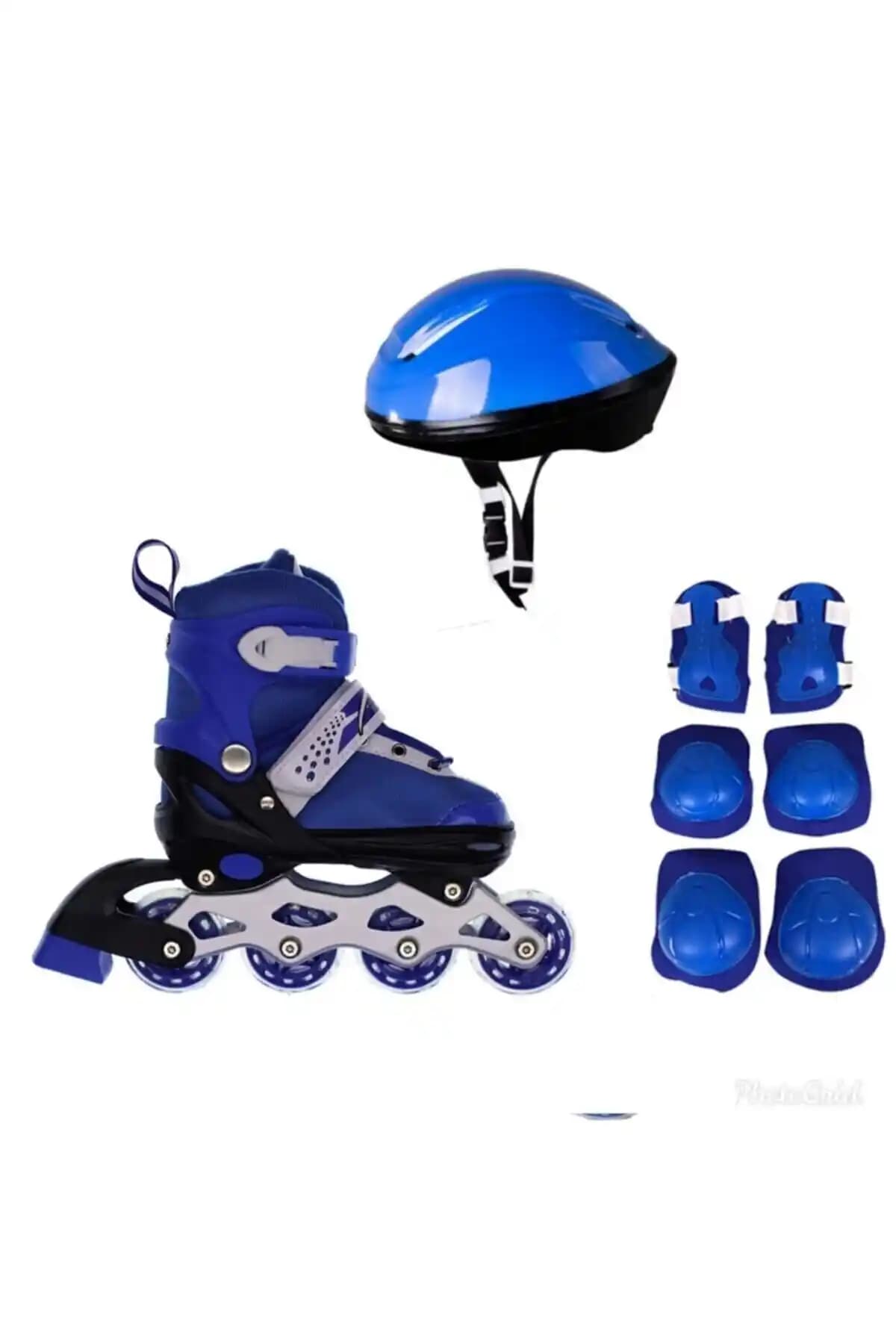 Genel Markalar Mavi Ayarlanabilir Çocuk Başlangıç Pateni Full Set ve Koruyucu Ekipman