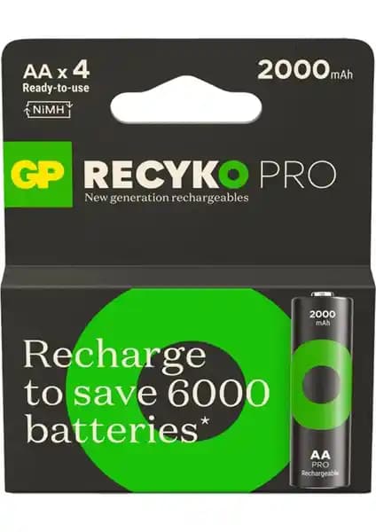 GP Batteries Recyko Pro 2000 mAh AA Ni-MH Şarjlı Pil - Yüksek Kapasiteli ve Dayanıklı