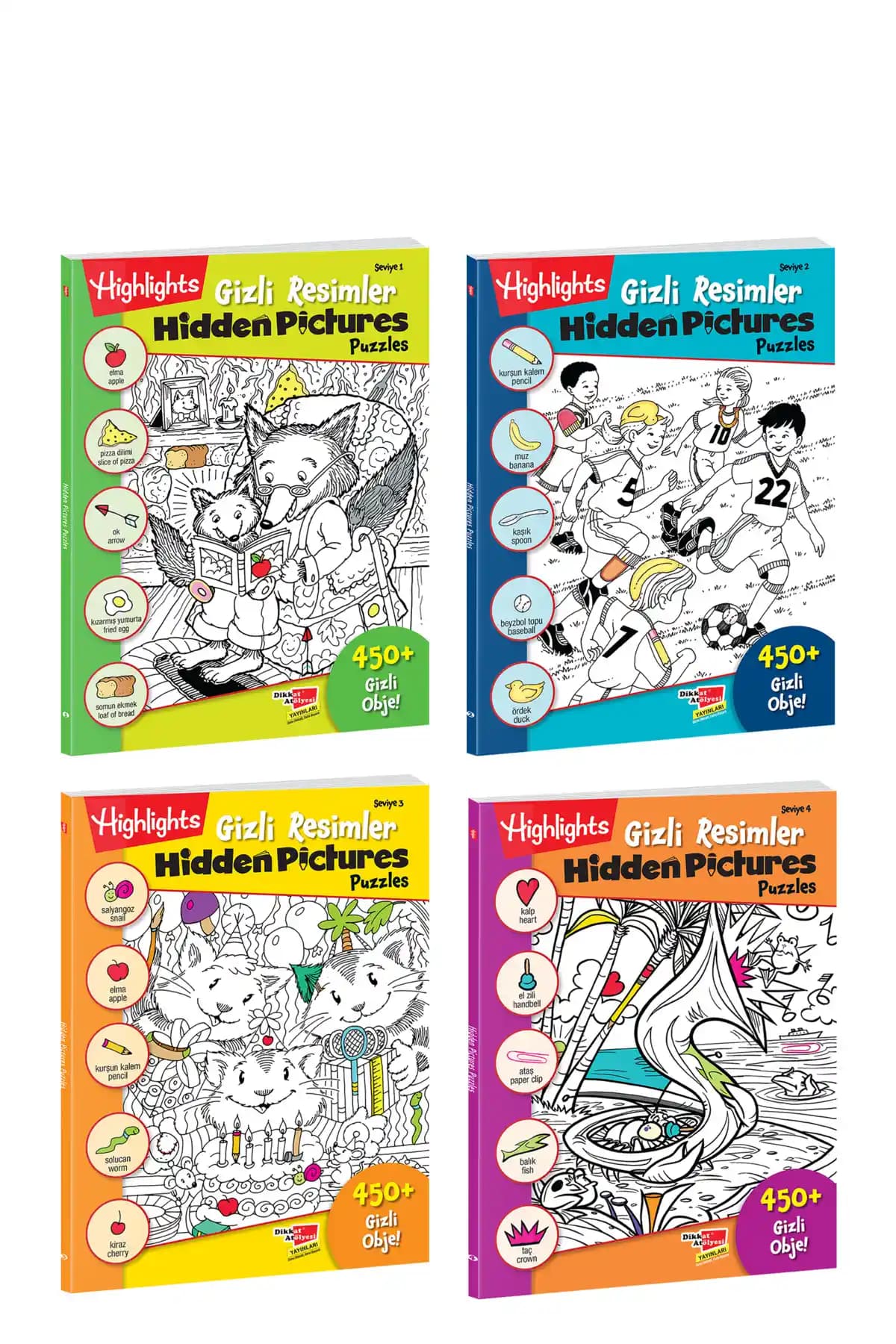 Highlights Gizli Resimler 4'lü Set: Çocuklar İçin Temel Dil ve Dikkat Geliştirme Eğitimi